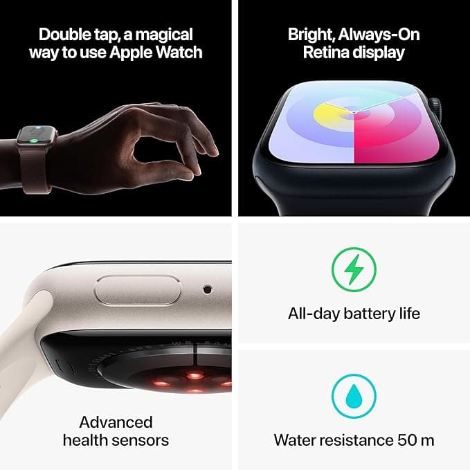 Apple Watch Series 9 [GPS 45mm] Smartwatch with Midnight Aluminum Case with Midnight thumbnail 3