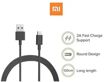 Mi Micro USB Cable for Smartphone (120Cm, USB Type A, Black) thumbnail 2