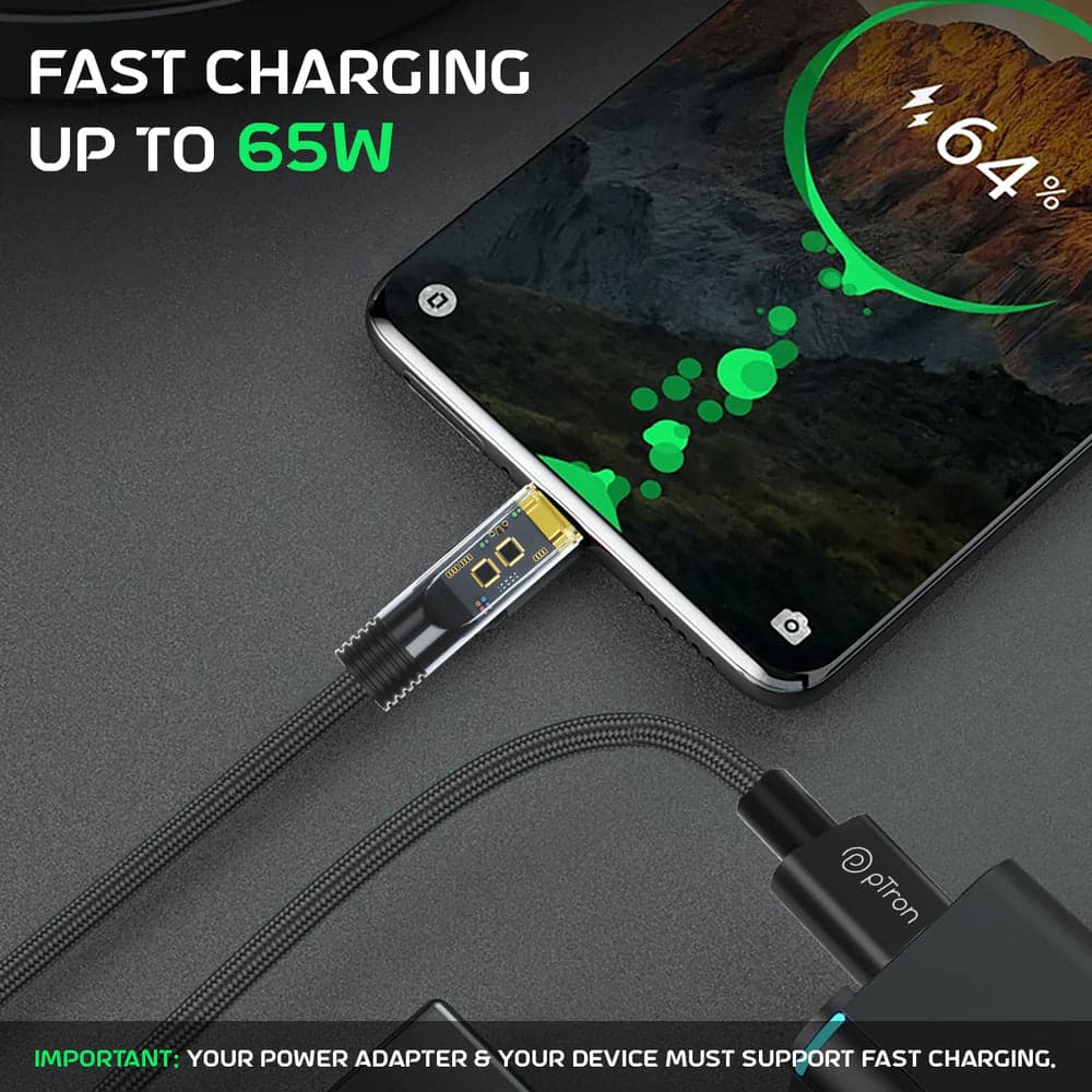 ptron-usb-type-c-cable-6-1-m-unbreakable-nylon-braided-pace thumbnail 2