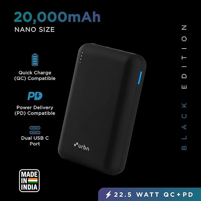 URBN 20000 mAh Nano Power Bank | 22.5W Super Fast Charging thumbnail 2