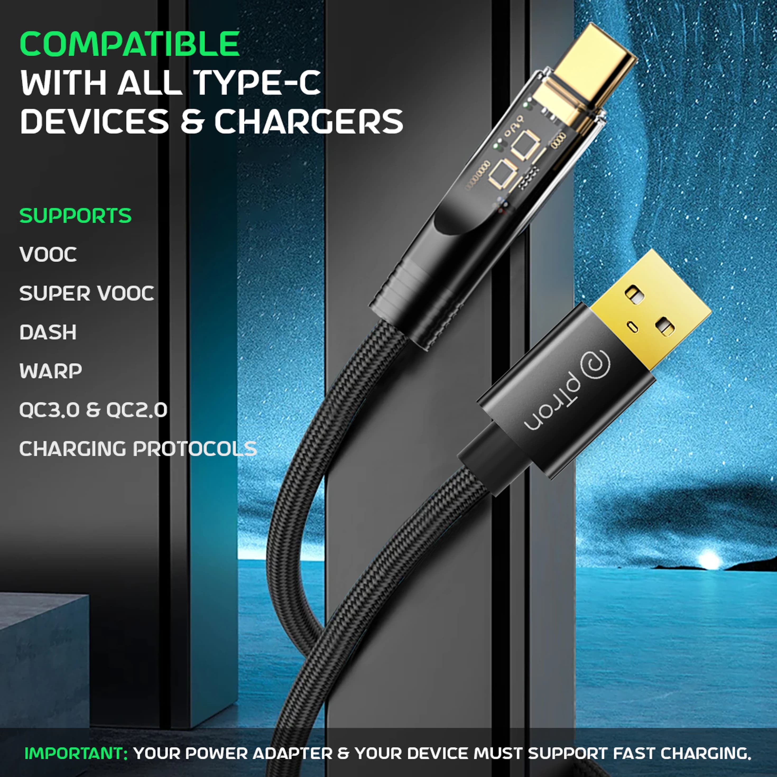 ptron-usb-type-c-cable-6-1-m-unbreakable-nylon-braided-pace thumbnail 5