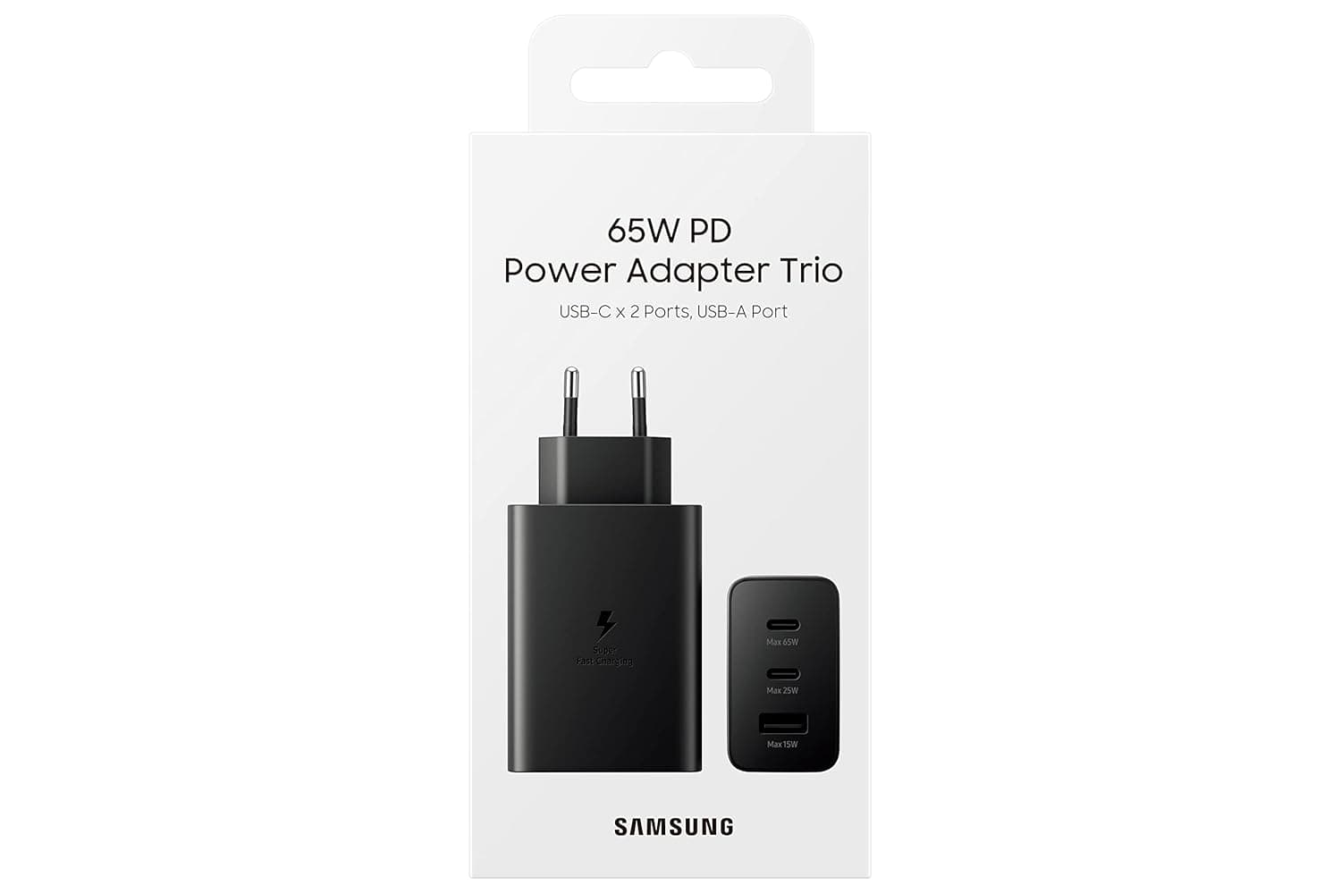 Samsung 65W Tri Port,Type-C & USB-A,Super Fast Charger (Cable not Included) thumbnail 2