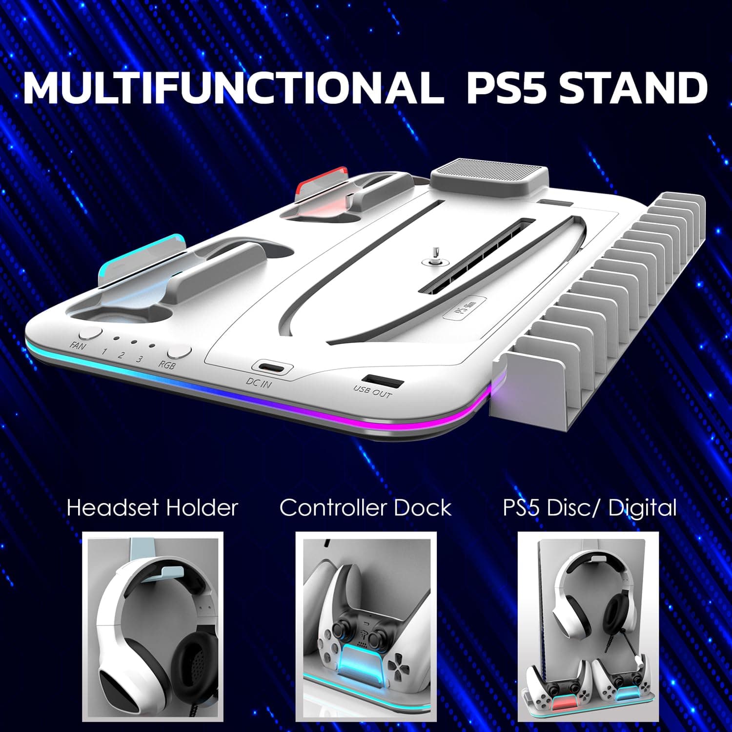 Ant Esports Dock5 RGB with Cooling Fan and Dual Controller Charger Station thumbnail 2