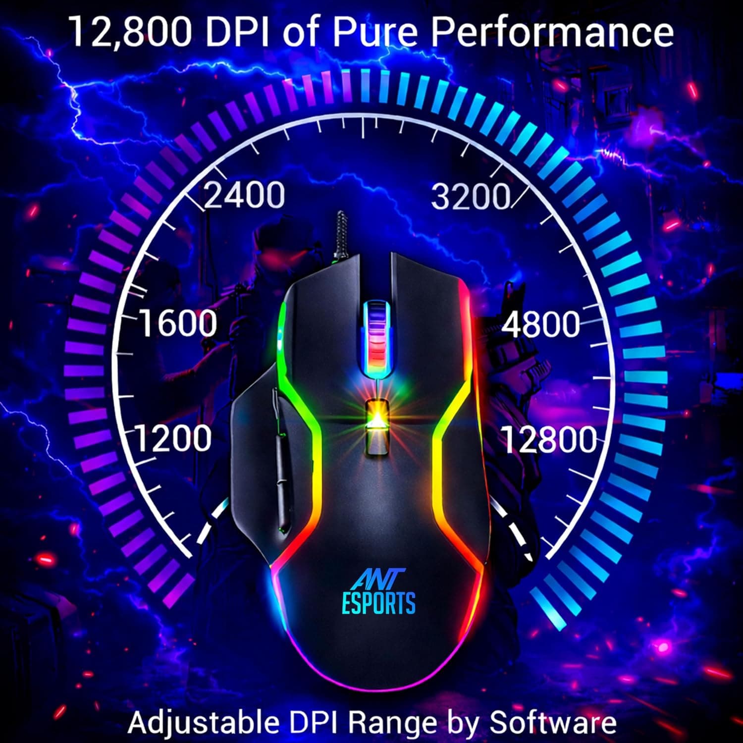 Ant Esports GM320 RGB Wired Gaming Mouse, 12800 DPI Optical Sensor thumbnail 3