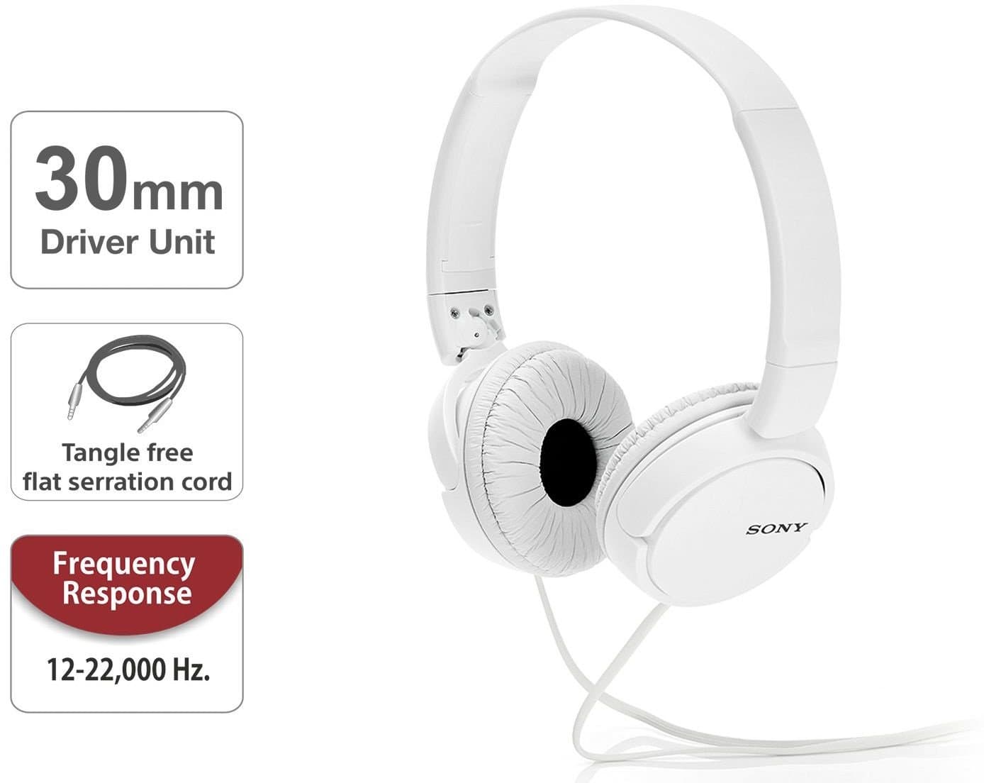Sony MDR-ZX110A Wired On Ear Headphone without Mic ( White ) thumbnail 3