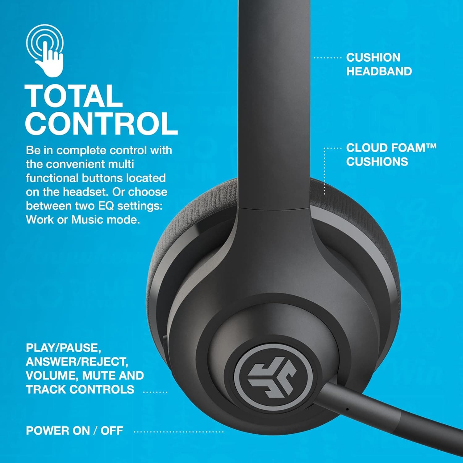 JLab Go Work Wireless On Ear Headset with Microphone thumbnail 4