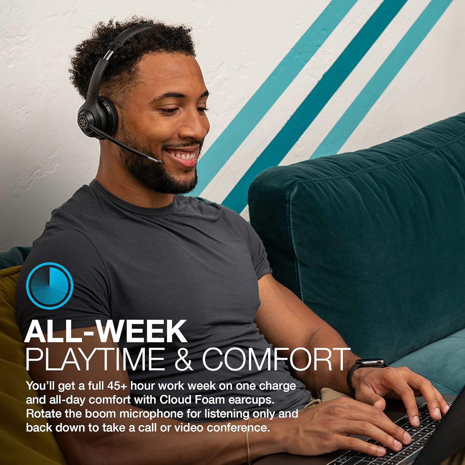 JLab Go Work Wireless On Ear Headset with Microphone thumbnail 5