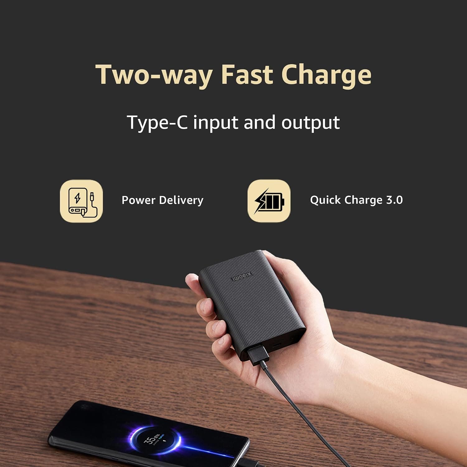 Xiaomi Pocket Power Bank pro 10000mAh 33W Super Fast Charging PD |Smart 12 Layer Protection|Type C Input & Output|Triple Output Ports|Supports Android,Apple, Tablets, Earbuds,Watch(MI Powerbank),Black thumbnail 4