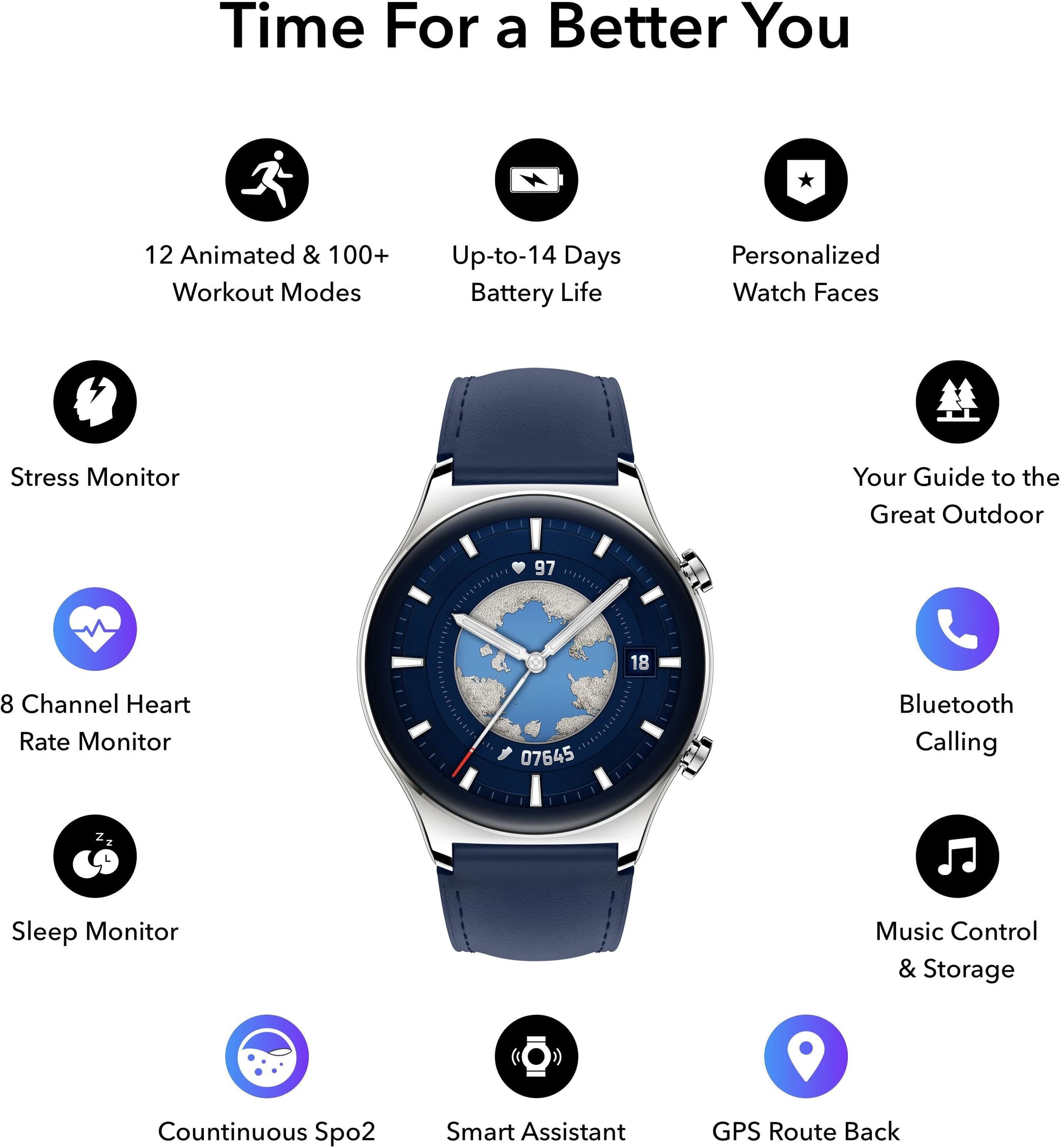 Honor Watch GS3 1.43" AMOLED GPS Smartwatch - Black thumbnail 8