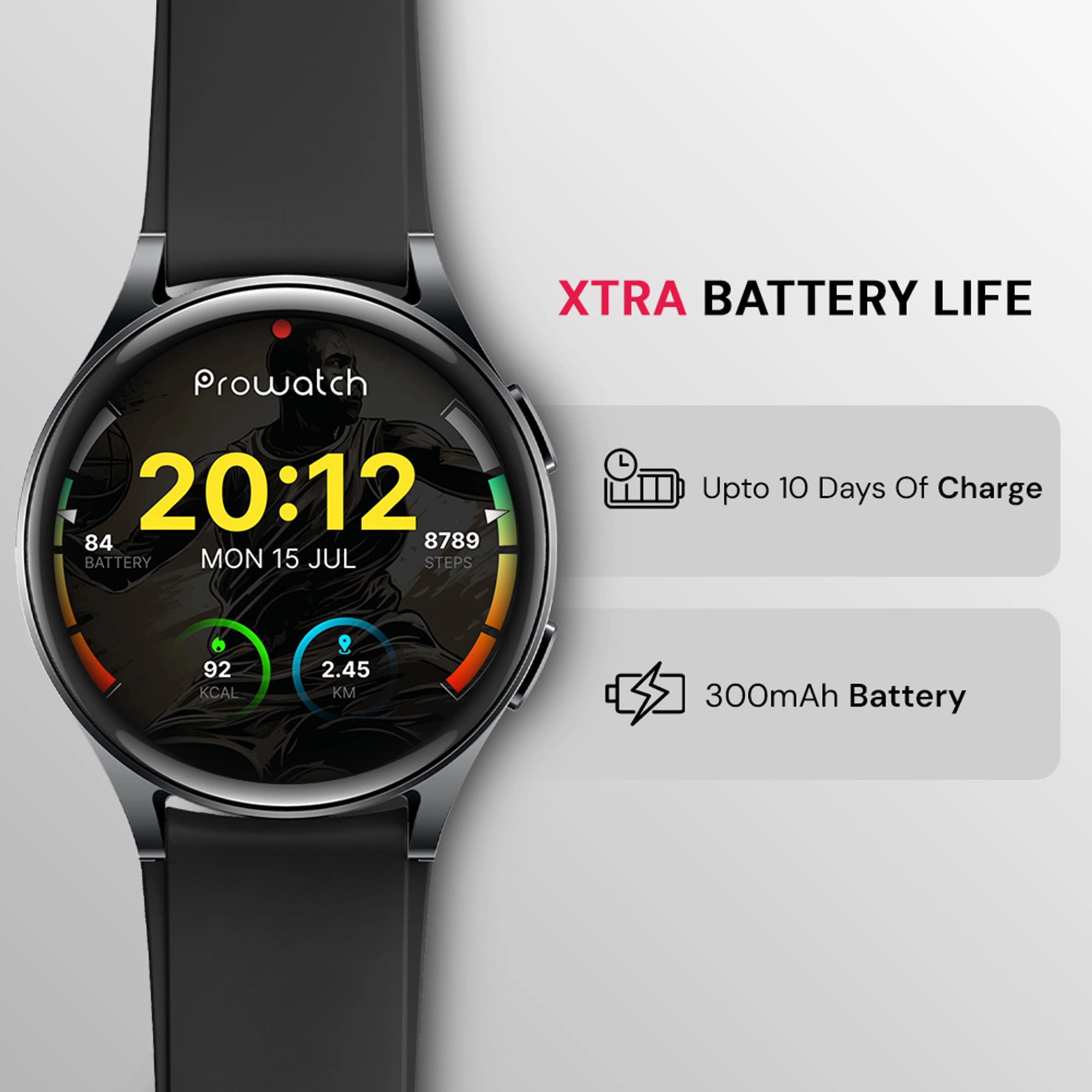 ProWatch X with Enhanced Fitness Features - 1.43" AMOLED AOD Display | Inbuilt GPS, Altimeter, Barometer & Compass | Body Energy Features| Corning Gorilla Glass 3 (Silicone) thumbnail 7