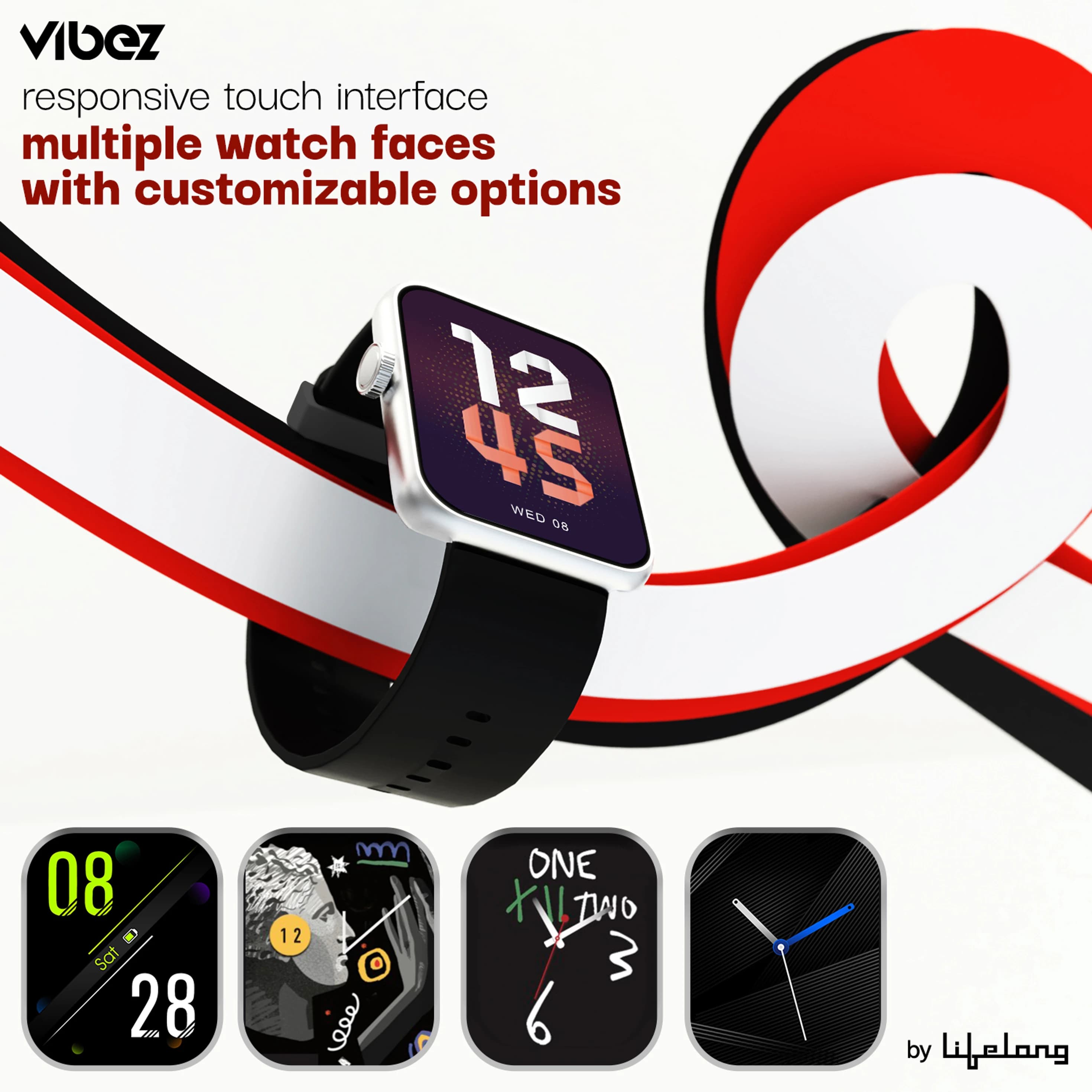 Vibez by Lifelong Muse Smartwatch VBSW2250 with Bluetooth Calling (Silver Dial, Multicolor Strap) thumbnail 5