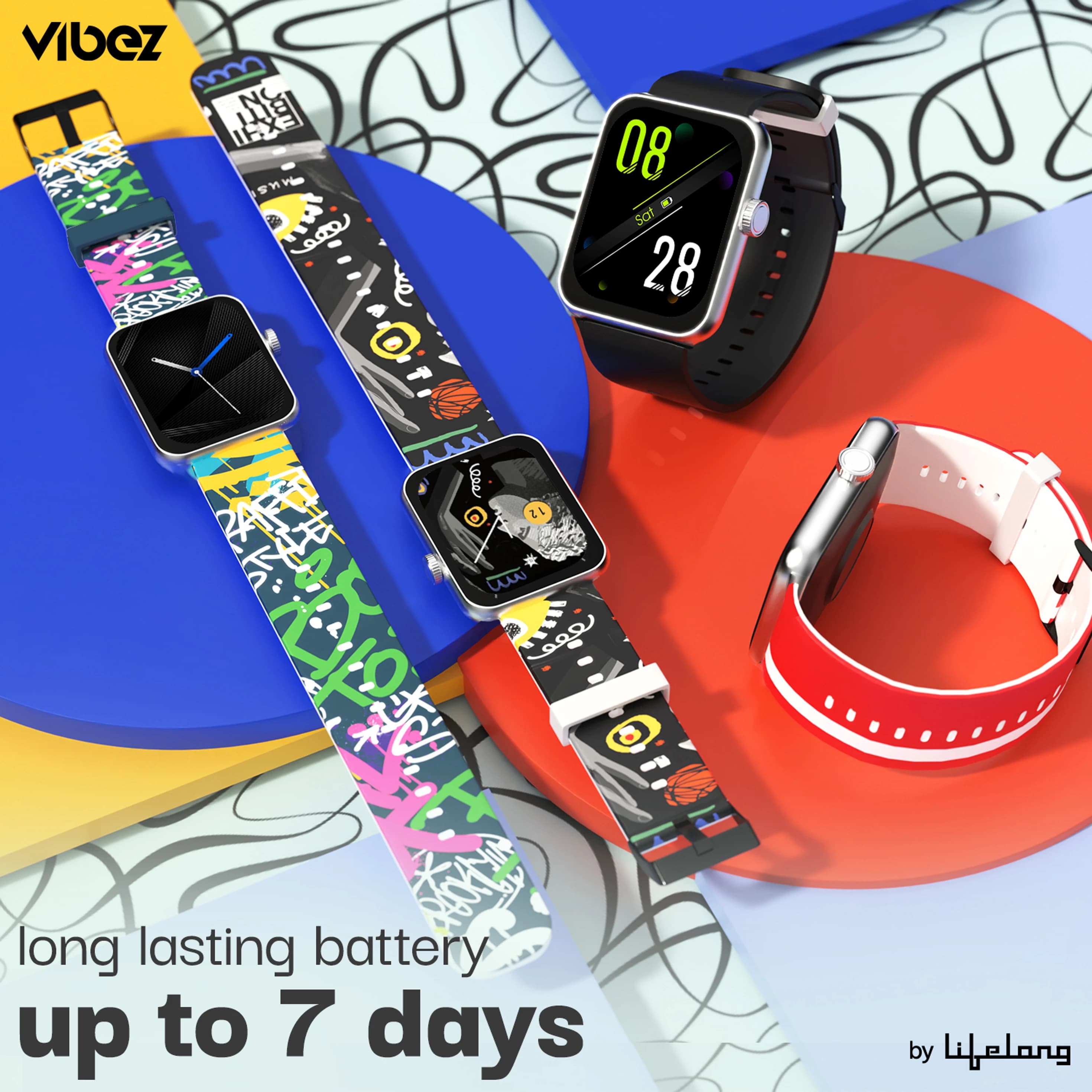 Vibez by Lifelong Muse Smartwatch VBSW2250 with Bluetooth Calling (Silver Dial, Multicolor Strap) thumbnail 6