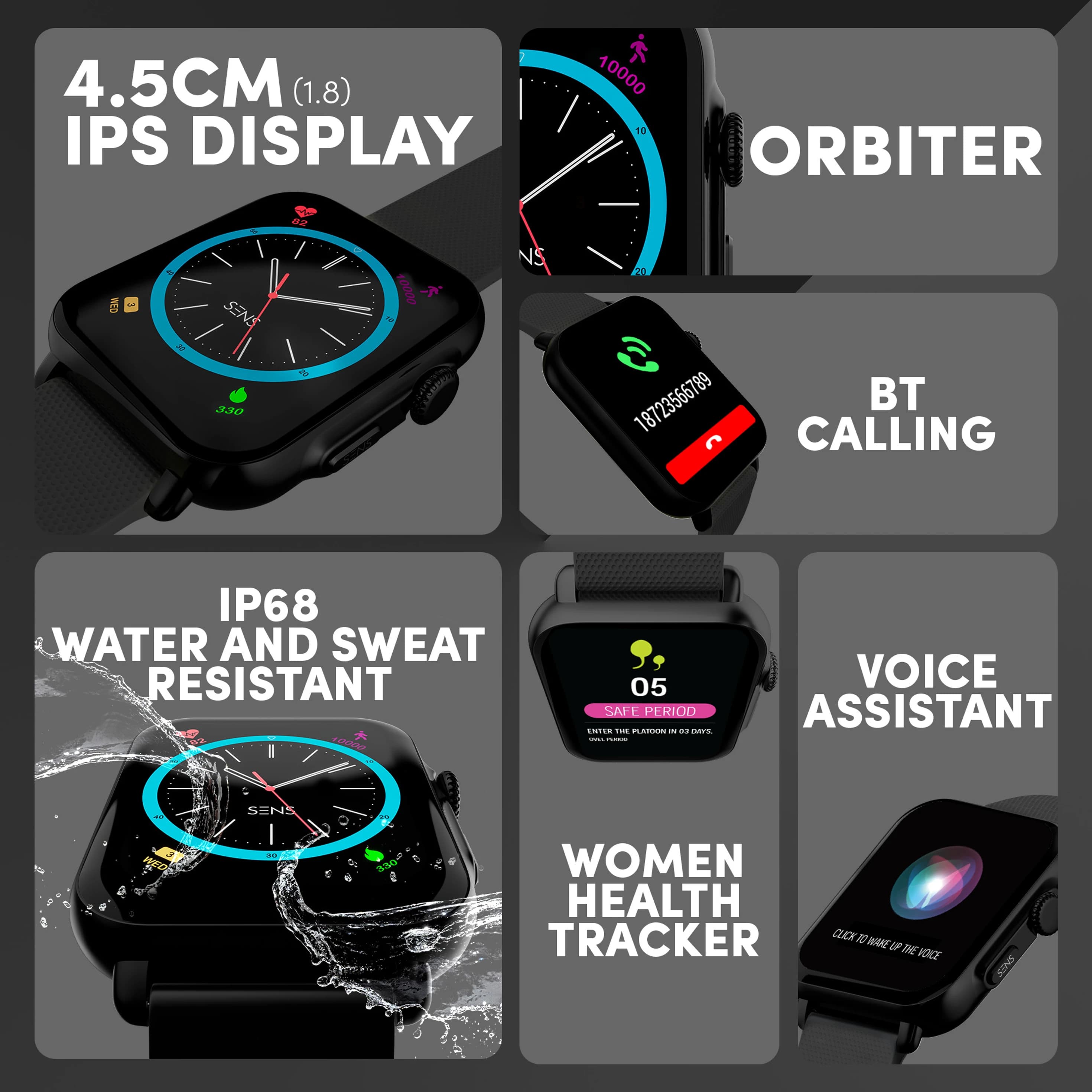 SENS EDYSON 3 with 1.8 Display, BT Calling, AI Voice Assistant & 150+ Watch Smartwatch thumbnail 6