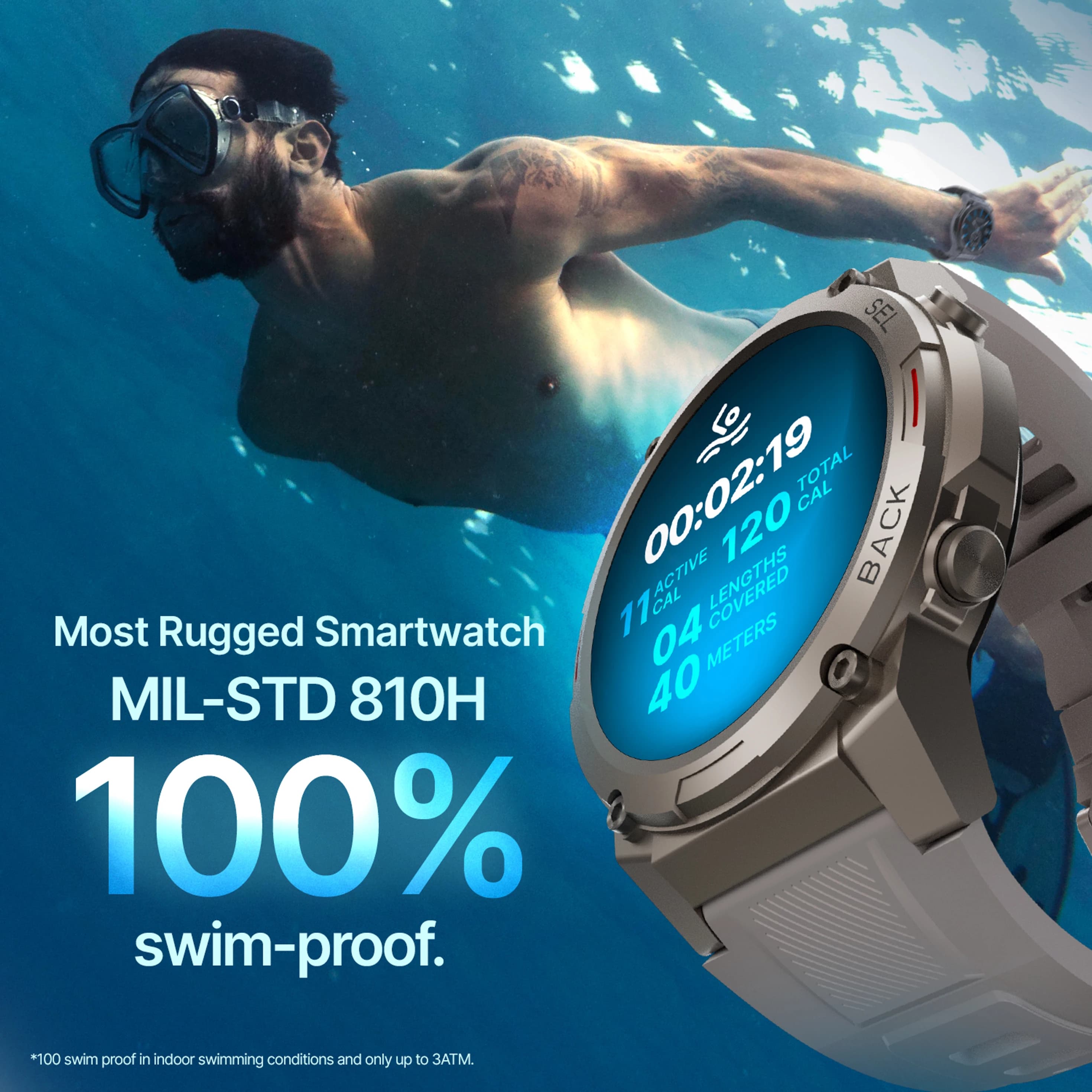 CrossBeats Armour Dive 1.43" AMOLED Rugged Smartwatch thumbnail 3
