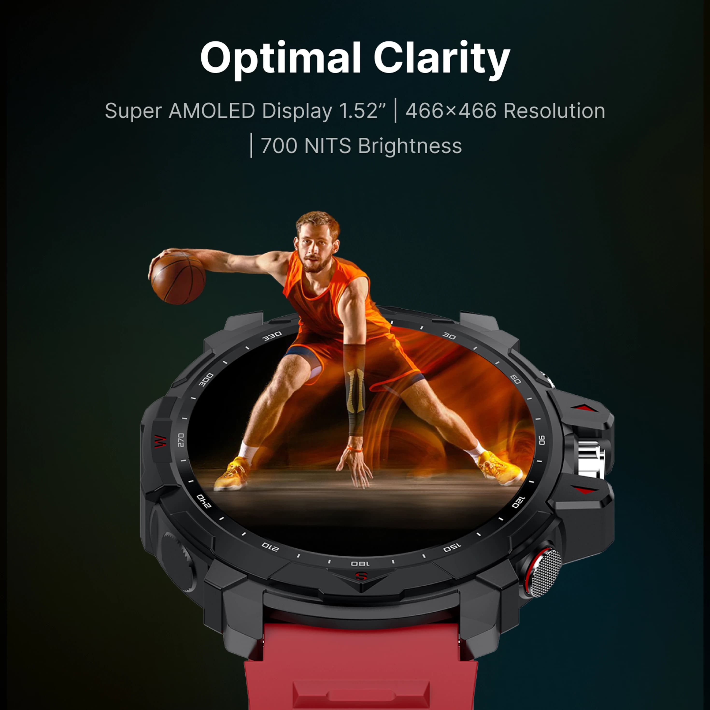 Cult Ranger Xr 1.43" AMOLED Outdoor Rugged Smartwatch For Men,850 Nits,Always On Display,Bluetooth Calling thumbnail 3