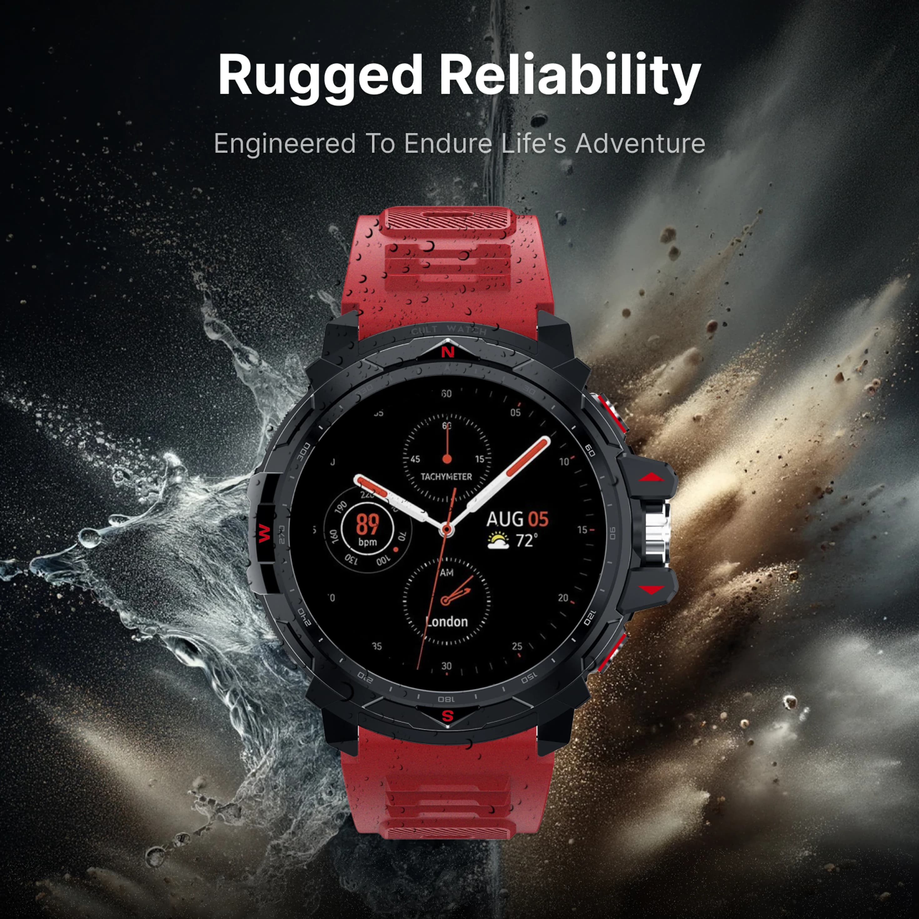 Cult Ranger Xr 1.43" AMOLED Outdoor Rugged Smartwatch For Men,850 Nits,Always On Display,Bluetooth Calling thumbnail 6