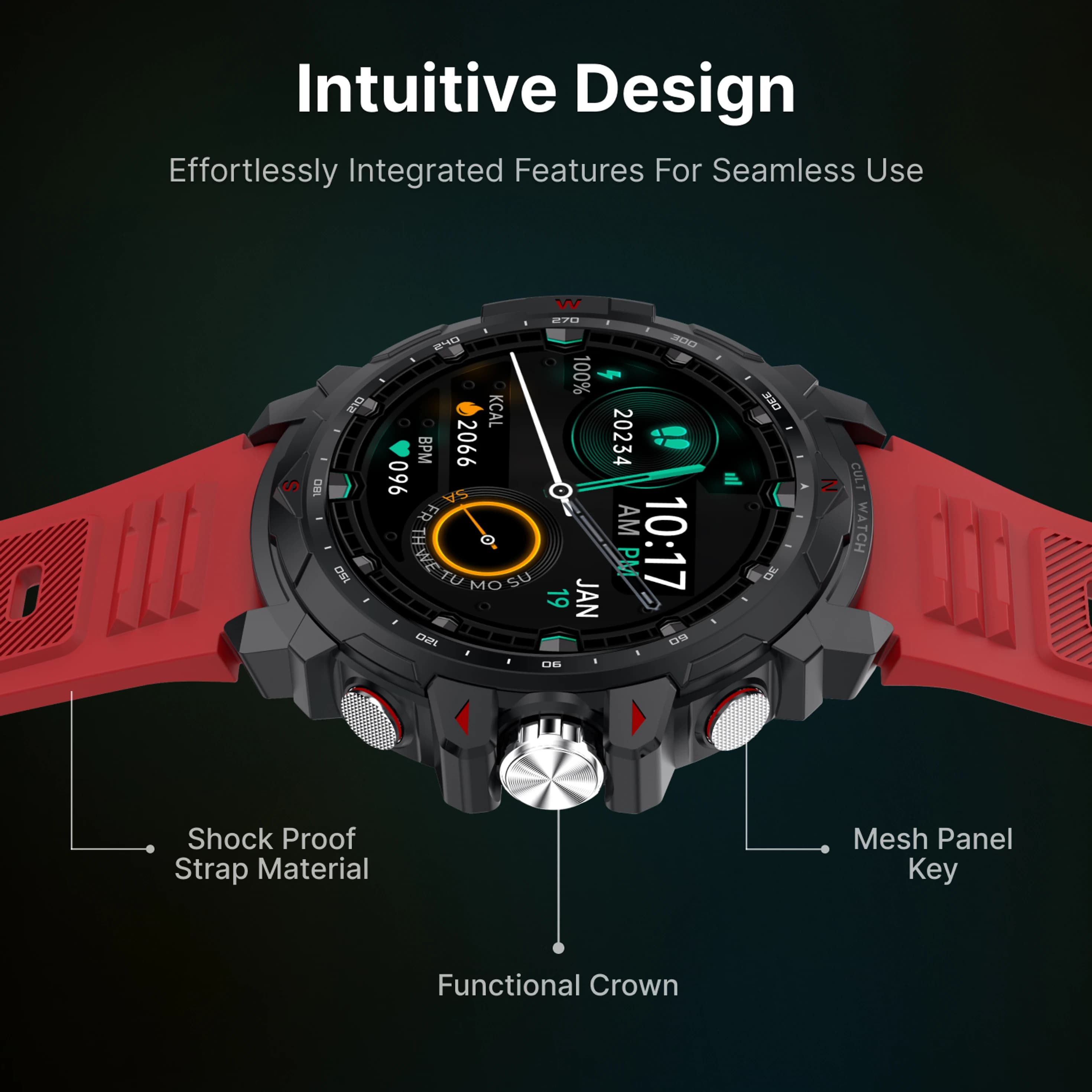 Cult Ranger Xr 1.43" AMOLED Outdoor Rugged Smartwatch For Men,850 Nits,Always On Display,Bluetooth Calling thumbnail 7
