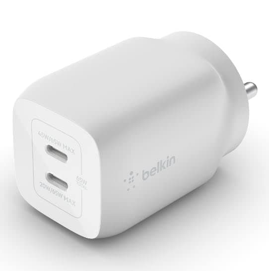 Open-box Belkin 65W Gan Dual USB C Pd 3.0 Fast Charger with Pps Technology