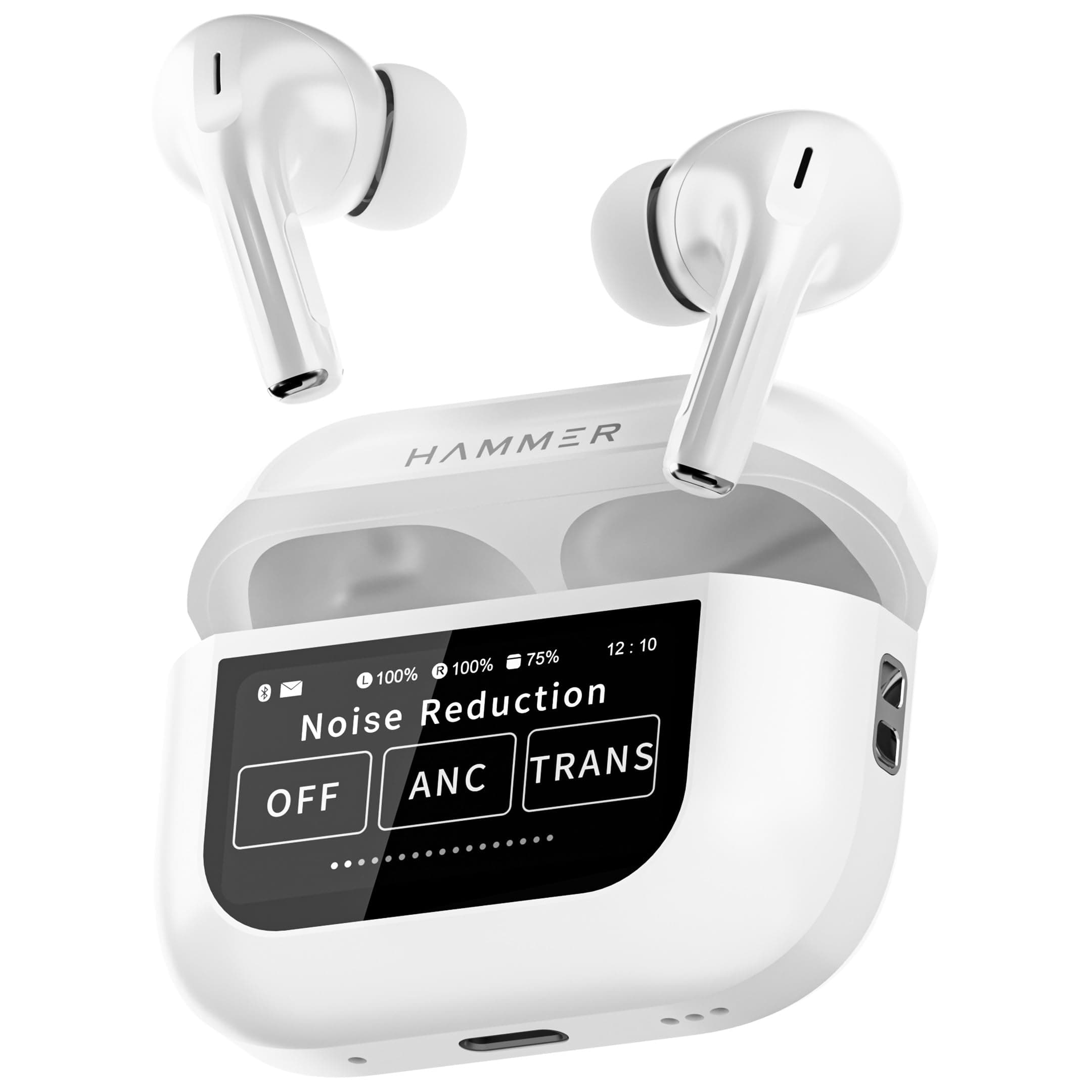 Open-box HAMMER Screen TWS, ANC (32Db), Smart Touch Display True Wireless Buds, Type-C Fast Charging