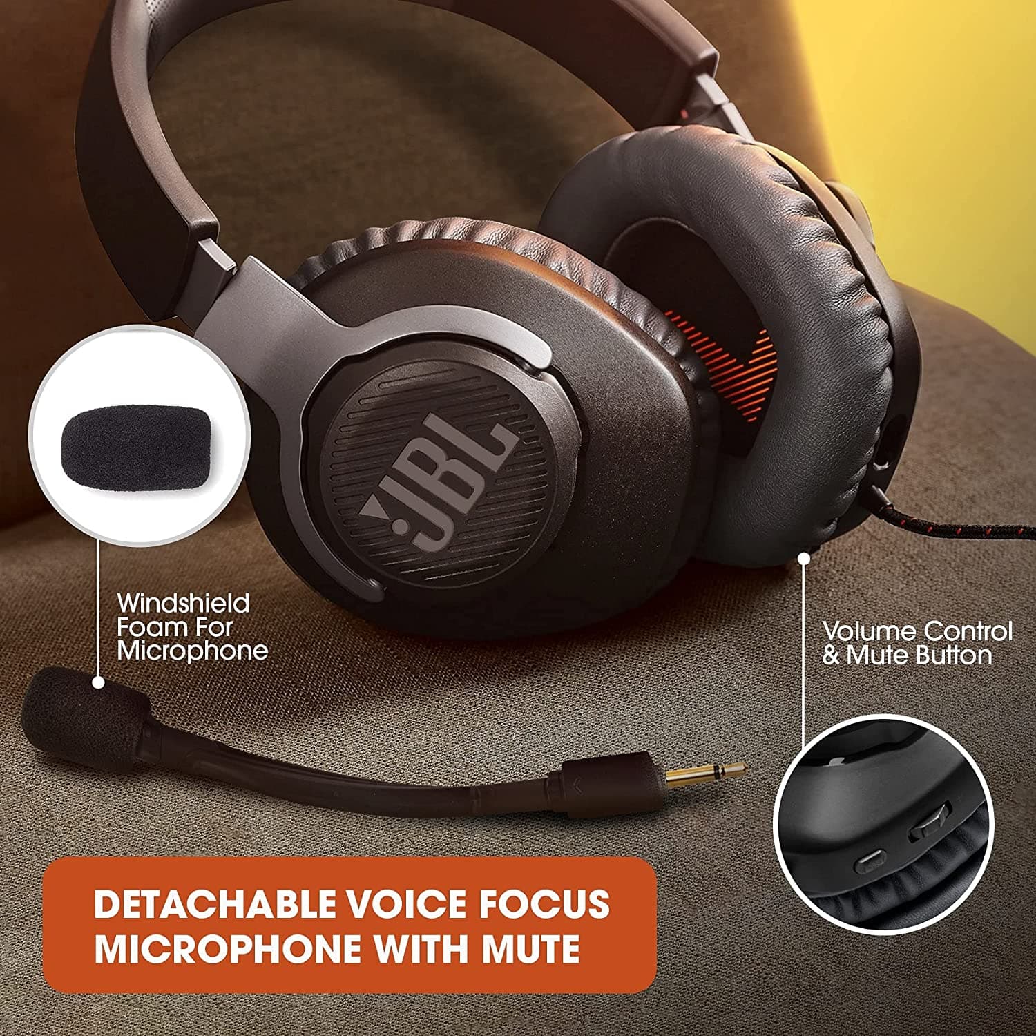 Open-box JBL Free WFH , Over Ear Headset with Detachable Voice-Focus Noise Cancelling Mic Wired