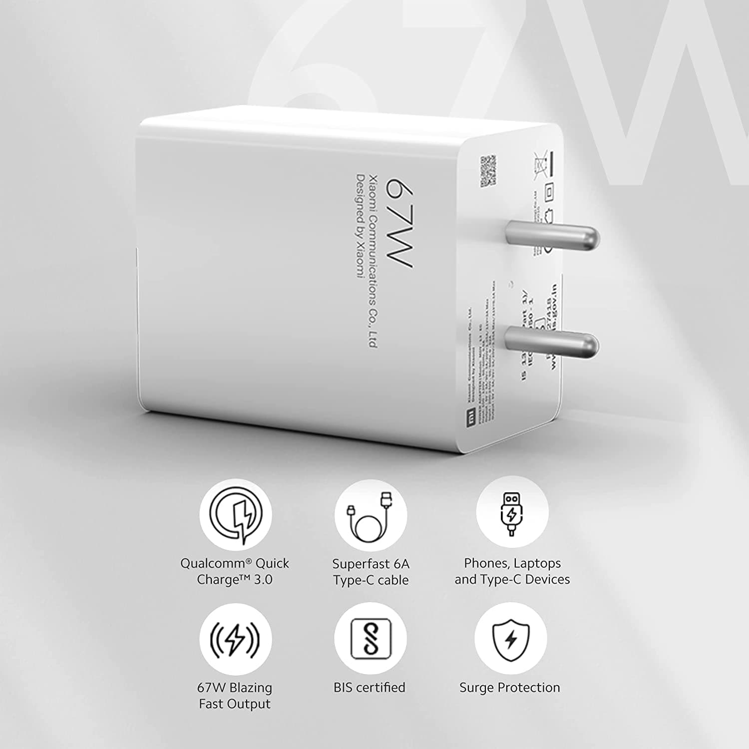 Open-box Mi 67W Sonic Charge Combo (Mi/Xiaomi/Redmi Charger, 33W Blazing Fast Output, 5V-3A/9V-3A/20V-1.35A/11V-3A/20V-3.35A/11V-6.1A, Superfast 6A Type C, Lap