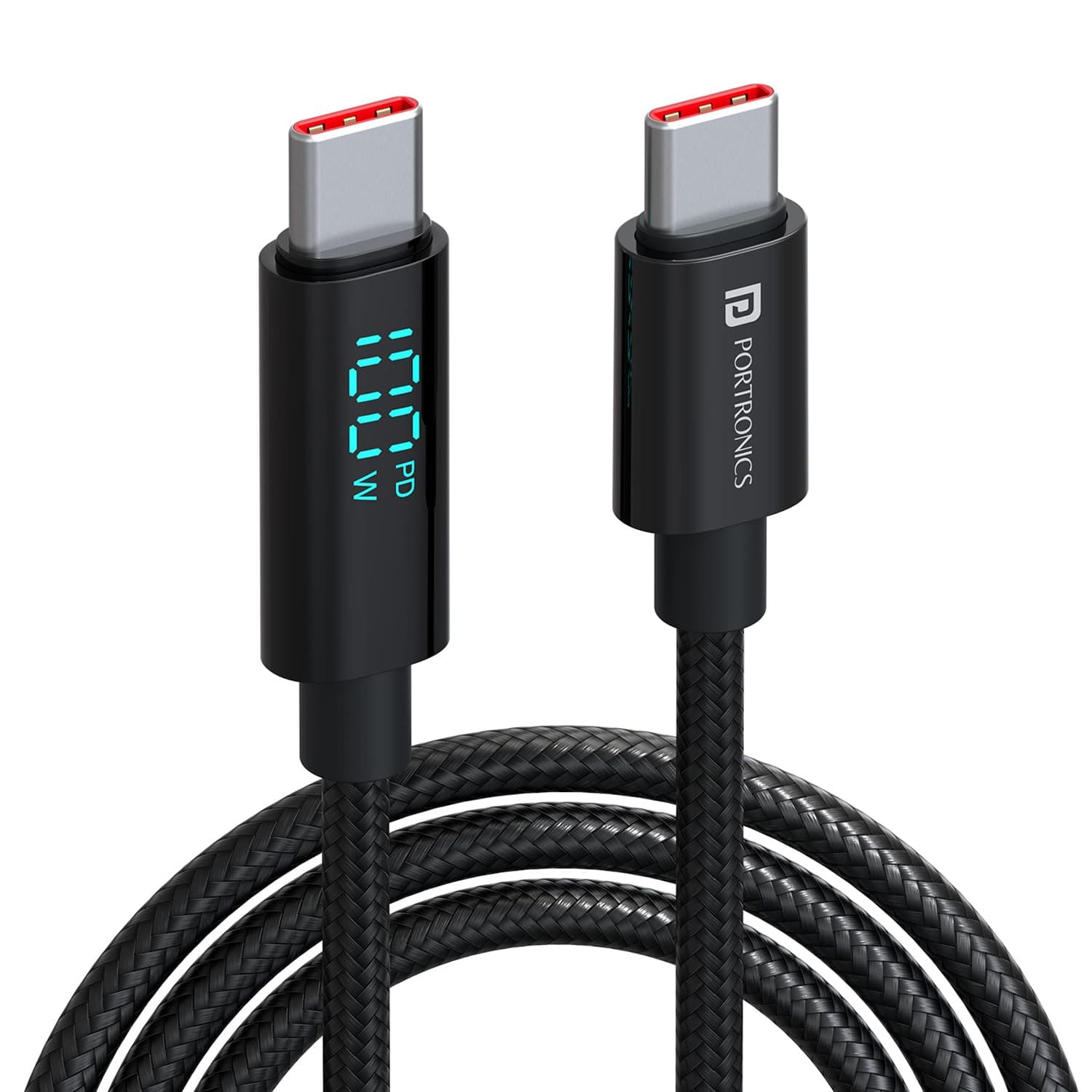 Open-box Portronics Konnect View 20W USB to 8 Pin Fast Charging Cable with LED Display