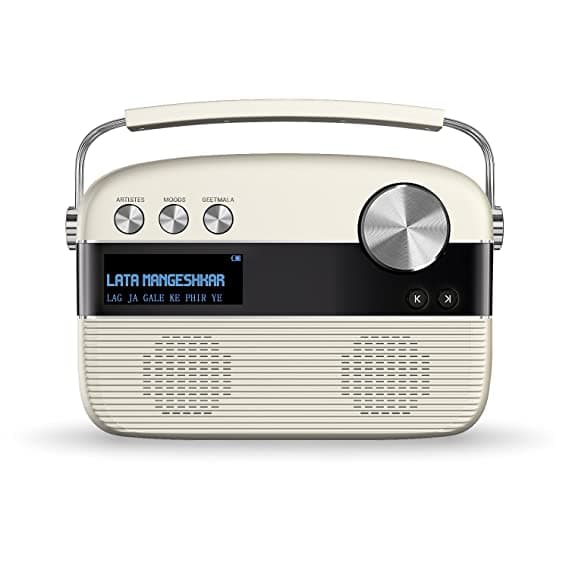 Open-box Saregama Carvaan Hindi - Portable Music Player with 5000 Preloaded Songs, FM/BT/AUX (Porcelain White)