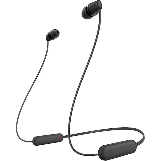 Open-box Sony WI-C100 Wireless Headphones with 25 Hrs Battery, Quick Charge, DSEE-Upscale, Splash Proof (IPX4), 360RA, Clear Bass, Fast Pair, in-Ear