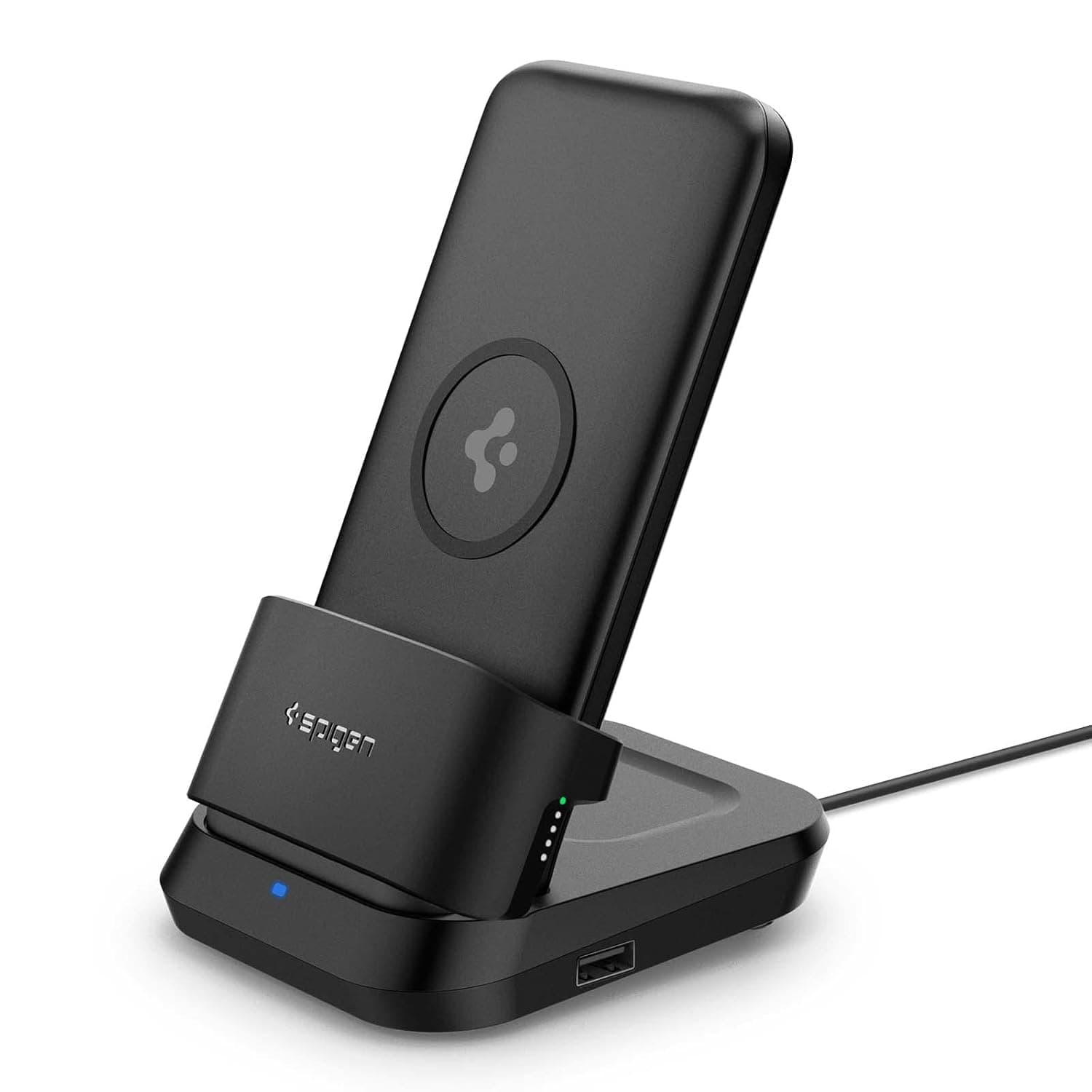 Open-box Spigen 5in1 10000mAh Wireless Power Bank with USB-C Dual Charging Dock for Airpods and Smartwatches, Lithium Polymer