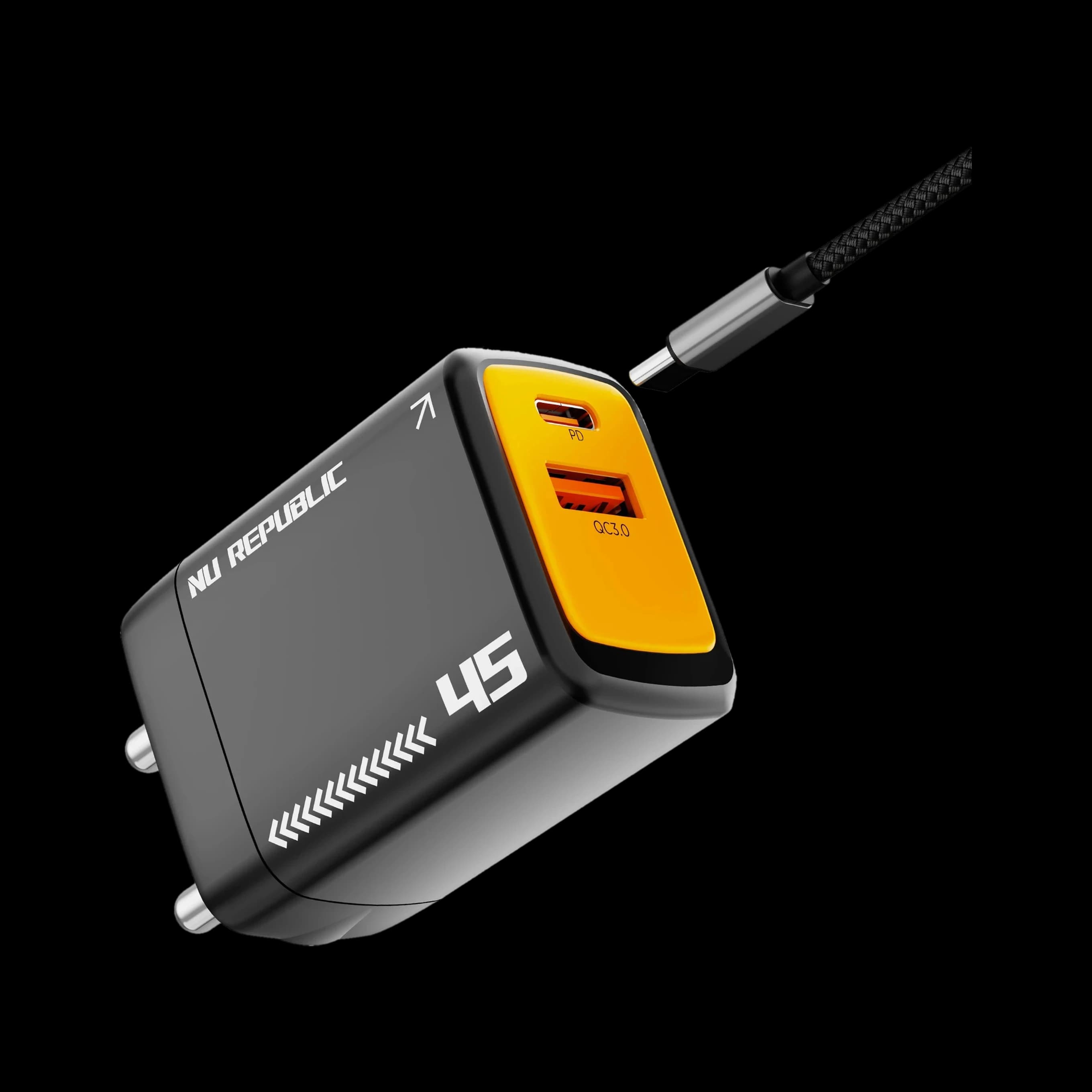 Open-box Nu Republic 45 W GaN 4 A Dual Port Mobile Charger with Detachable Cable